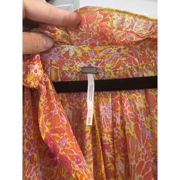 Free People Feeling Groovy Maxi Dress M Orange Floral Boho Medium - Picture 2 of 8